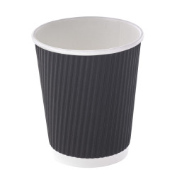 Gobelet Carton Double Paroi Noir "Rippley" - 230 ml - 8 cm x 5.6 cm x 9.2 cm - 25 unités
