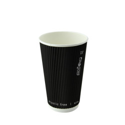 Gobelet rippley noir sans plastique  - 9 cm x 6 cm x 11 cm - 25 unités