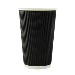 Gobelet rippley noir sans plastique  - 9 cm x 6 cm x 13,6 cm - 25 unités