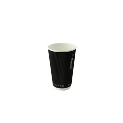 Gobelet rippley noir sans plastique  - 6,2 cm x 4,6 cm x 6,2 cm - 25 unités