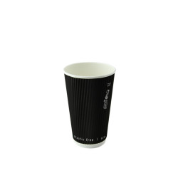 Gobelet rippley noir sans plastique  - 8 cm x 5,6 cm x 9,2 cm - 25 unités