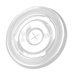 Couvercle PET transparent plat avec croisillon Diam: 8 cm 8 cm - 100 unités