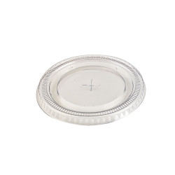 Couvercle PET transparent plat avec trou Diam: 9,8 cm 9,8 x 1 cm - 100 unités