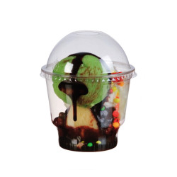 Couvercle PET transparent dôme avec trou Diam: 9,8 cm 9,8 x 4,5 cm - 100 unités