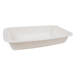 Barquette scellable pulpe laminée PLA "gastronorme" 1/4 - 26,5 cm x 16 cm x 4,5 cm - 100 unités