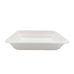 Barquette scellable blanche en pulpe de canne 1300ml 227x178, H45 mm - 50 unités