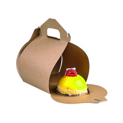 Boîte pâtissière haute carton kraft avec poignée 11 x 11 x 16,5 cm - 50 unités