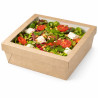 Boîte "Kray" carrée carton brun avec couvercle à fenêtre 3000 ml 26,5 x 26,5 x 5 cm - 25 unités
