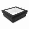 Boîte "Kray" carrée carton noir avec couvercle à fenêtre 245x245mm H80mm 4 200ml - 25 unités