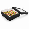 Boîte "Kray" carrée carton noir avec couvercle à fenêtre 245x245mm H80mm 4 200ml - 25 unités