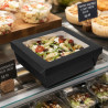Boîte "Kray" carrée carton noir avec couvercle à fenêtre 245x245mm H80mm 4 200ml - 25 unités