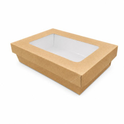 Boite Kray rectangulaire carton avec couvercle à fenêtre 225x155, H50 mm - 25 unités