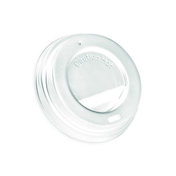 Couvercle plastique PS dôme blanc avec bec Diam: 7 cm 7 x 2 cm - 100 unités