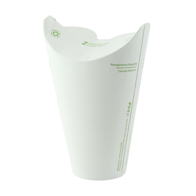 Gobelet carton couvercle integre 500ml 11,6x5,8x12,6cm - 25 unités
