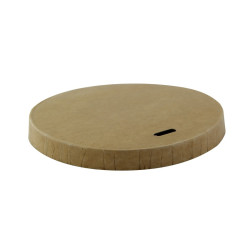 Couvercle plat brun en carton kraft sans matière plastique, Waterbased Ø74mm H12 mm - 50 unités