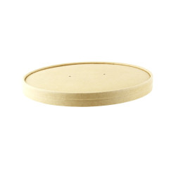 Couvercle plat brun en carton kraft perforé pour la vapeur Ø185mm 185x H16 mm - 45 unités