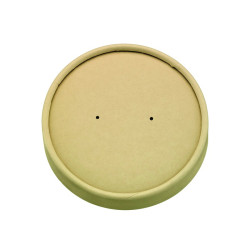 Couvercle plat brun en carton kraft sans matière plastique, Waterbased Ø185mm H16 mm - 45 unités