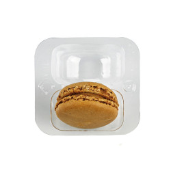 Insert plastique PET transparent 2 macarons avec fermeture clipsable 6,9 x 6,4 x 2,3 cm - 50 unités