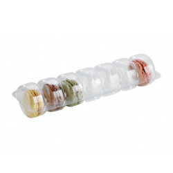 Insert plastique PET transparent 7 macarons avec fermeture clipsable 21,3 x 6,2 x 2,3 cm - 25 unités