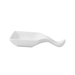 Mini cuillère carrée en porcelaine blanche 9,6 x 5,3 x 1,5 cm - 4 unités