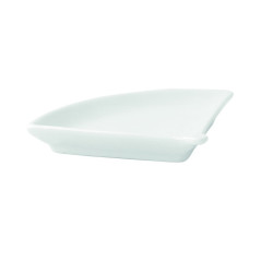 Mini plat éventail en porcelaine blanche 10 x 7,6 x 1,4 cm - 4 unités