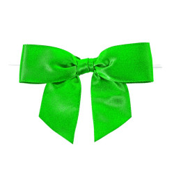 Noeud satin vert avec lien 8,6 cm - 100 unités
