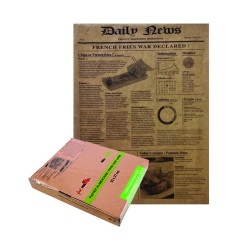 Papier alimentaire kraft brun ingraissable décor journal en boite distributrice 35 x 27 cm - 1000 unités