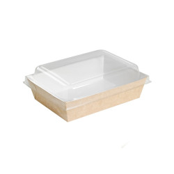 Panier à salade carton kraft brun ingraissable interieur blanc  220x170, H40 mm - 200 unités