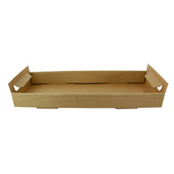 Plateau en carton kraft brun avec poignées  390x150, H44 mm - 50 unités