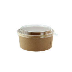 Combo Saladier en carton kraft et couvercle PET  - 550ml - 15 cm x 5 cm - 30 unités