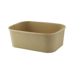 Saladier rectangulaire en kraft lamine pp 750 ml 17,3x12,3x5,7 cm x 25 unités