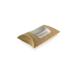 Etui carton ondulé avec fenêtre carré pour sandwich chaud 14,5 x 15 x 5,5 cm - 25 unités