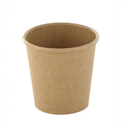 Pot à soupe et glace en carton kraft brun sans plastique, Waterbased 100ml Ø61mm - 50 unités