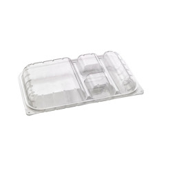 Boîte repas plastique PET transparent 4 compartiments - 25 unités