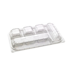 Boite repas plastique PET transparent 5 compartiments - 25 unités