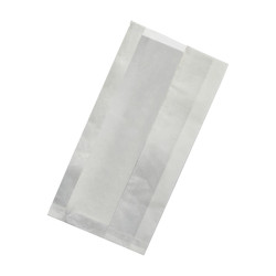 Sac sandwich ingraissable blanc à fenêtre cristal  - 20 cm x 6 cm x 40 cm - 1000 unités