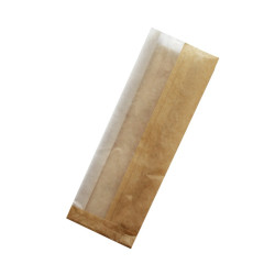 Sac sandwich papier brun à fenêtre cristal  - 11 cm x 4 cm x 31 cm - 1000 unités