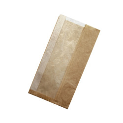Sac sandwich papier brun à fenêtre cristal  - 20 cm x 6 cm x 40 cm - 1000 unités