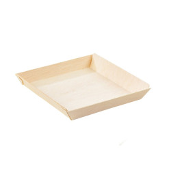 Barquette carrée en bois "Samouraï" 13 x 13 x 2 cm - 100 unités