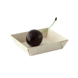 Barquette carrée en bois "Samouraï" 6 x 6 x 1,5 cm - 20 unités