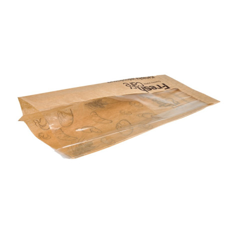 Sac kraft avec fenêtre sur côté et soufflet 34 x 4 x 12 cm - 1000 unités