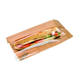 Sac kraft avec fenêtre sur côté et soufflet 34 x 4 x 12 cm - 1000 unités