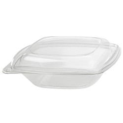 Saladier PET carré transparent 750 ml 19 x 19 x 5 cm - 25 unités