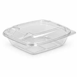 Saladier PET carré transparent 750 ml 19 x 19 x 6,5 cm - 25 unités