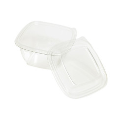 Saladier PET carré transparent 480 ml 13 x 13 x 6 cm - 25 unités