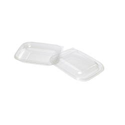Saladier plastique PET carré transparent avec couvercle 500 ml 19,5 x 19,5 x 3 cm - 25 unités