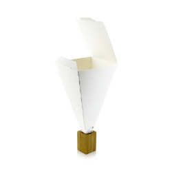 Cône snack refermable carton blanc 9 x 9 x 19 cm - 25 unités