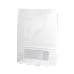 Sac bloomer papier blanc avec fenêtre PE 15 x 7,5 x 22 cm - 125 unités