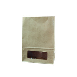 Sac bloomer papier kraft vergé avec fenêtre 15,7 x 8,5 x 22 cm - 125 unités