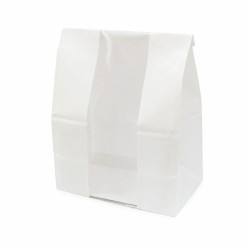 Sac SOS papier blanc avec fenêtre 18 x 11 x 26,5 cm - 125 unités